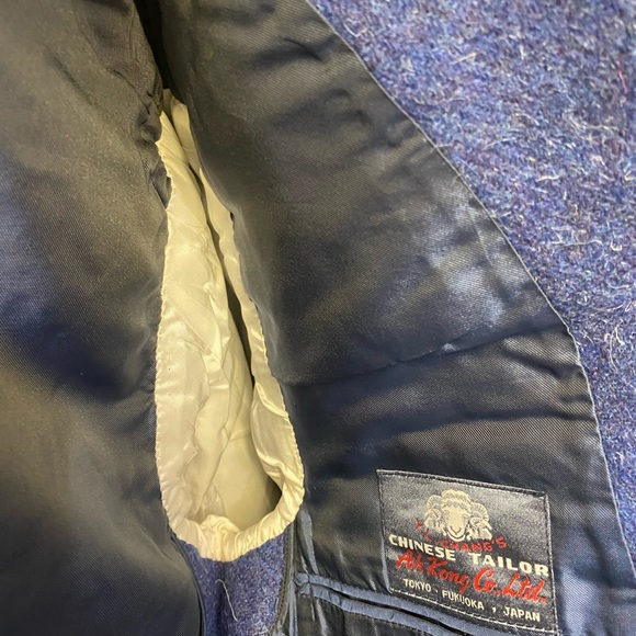 Vintage Ali Kong Custom Tailored Military Blazer in Blue Wool 4 Pockets Unisex - Picture 10 of 16